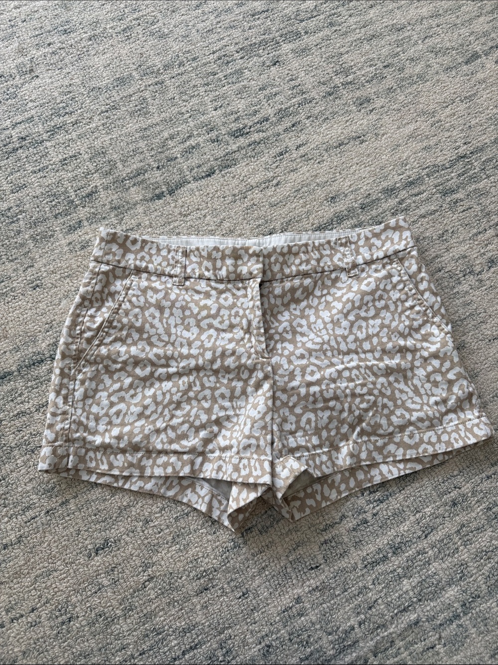 J. Crew Beige and White Leopard Print Bermuda Shorts
